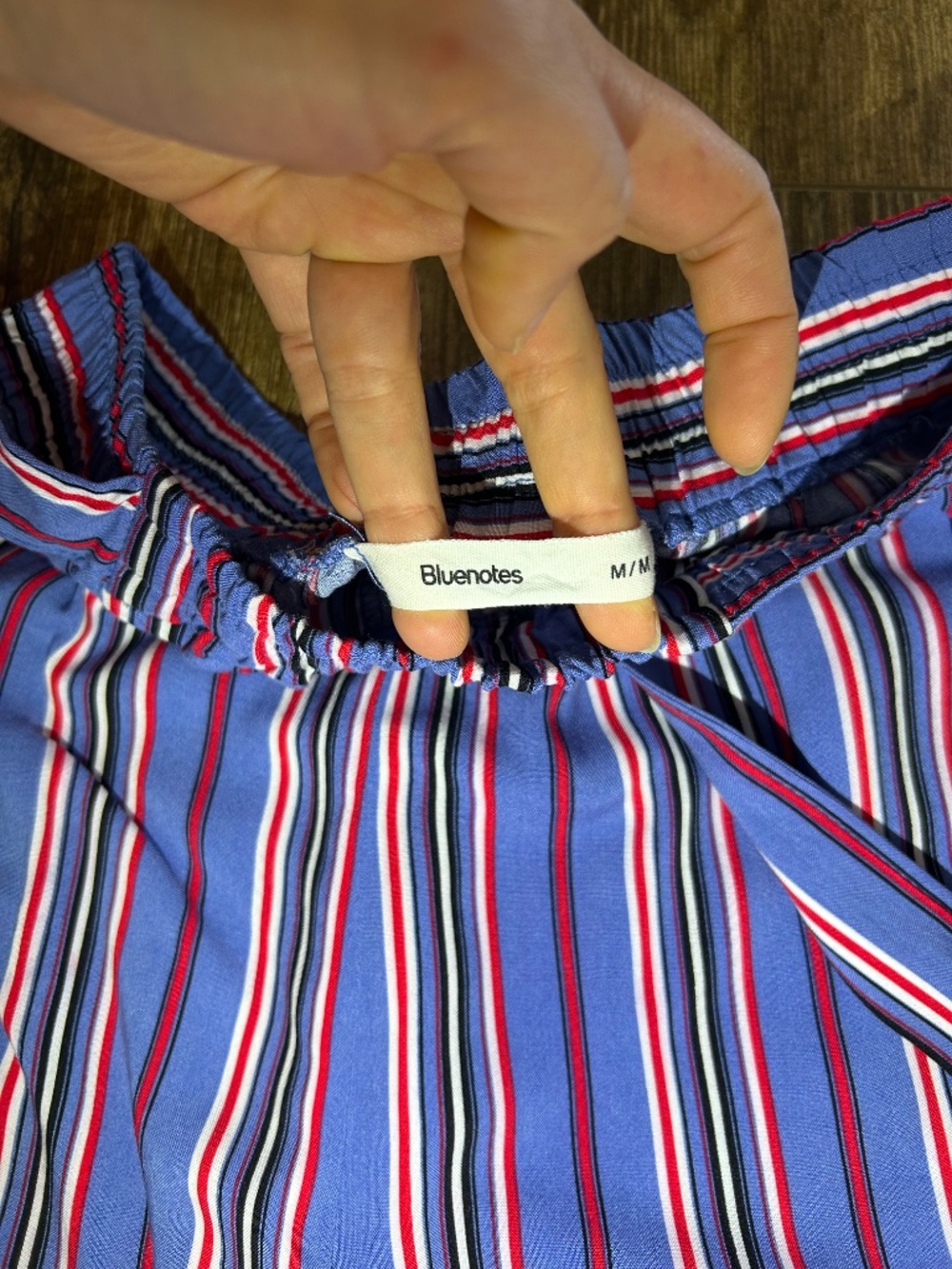 Bluenotes straight pants, size M white blue red stripes - Picture 7 of 9